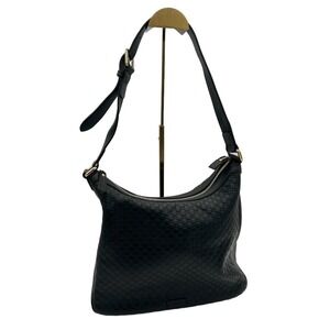 Gucci Microguccissima Hobo Bag Women's Black Leather GG Monogram